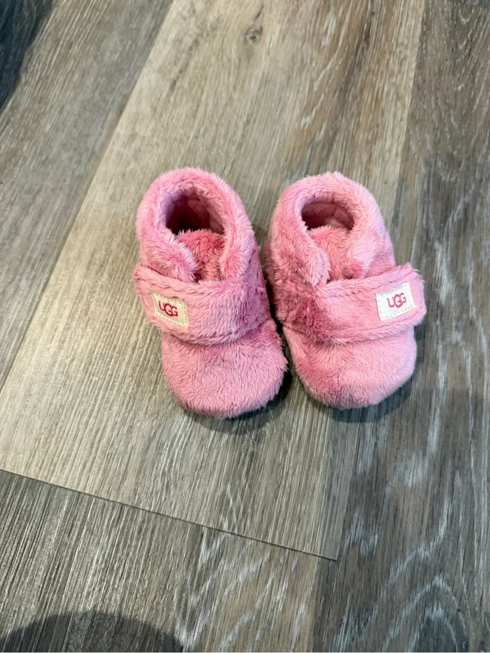 UGG Pink Plush Infant Strap Slippers